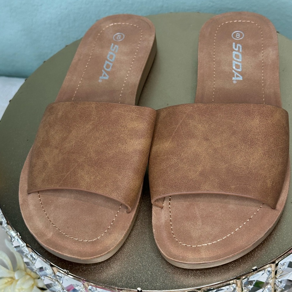 Soda Women’s Basic Slip On Sandals Slides Casual Peep Toe Beach Efron-s
